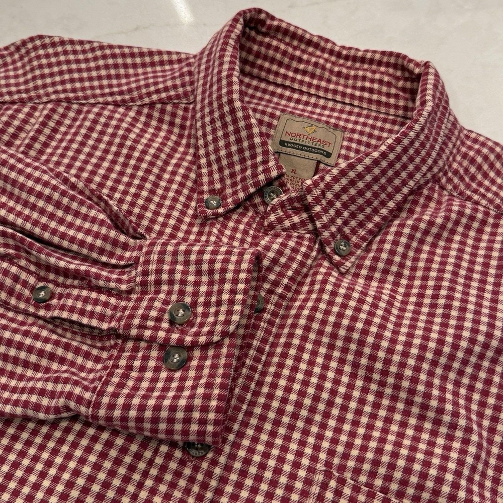 Northeast Outfitters Mens Red/White  Cotton Flannel Shirt‎ XL Rugged Outdoors